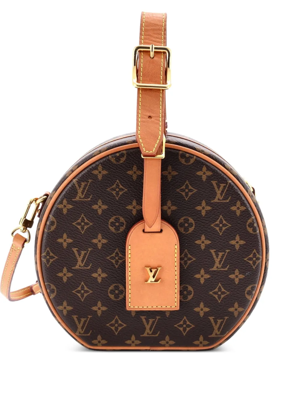 Pre-owned Louis Vuitton Petite Boite Chapeau Bag Monogram Canvas Crossbody Bag In Brown
