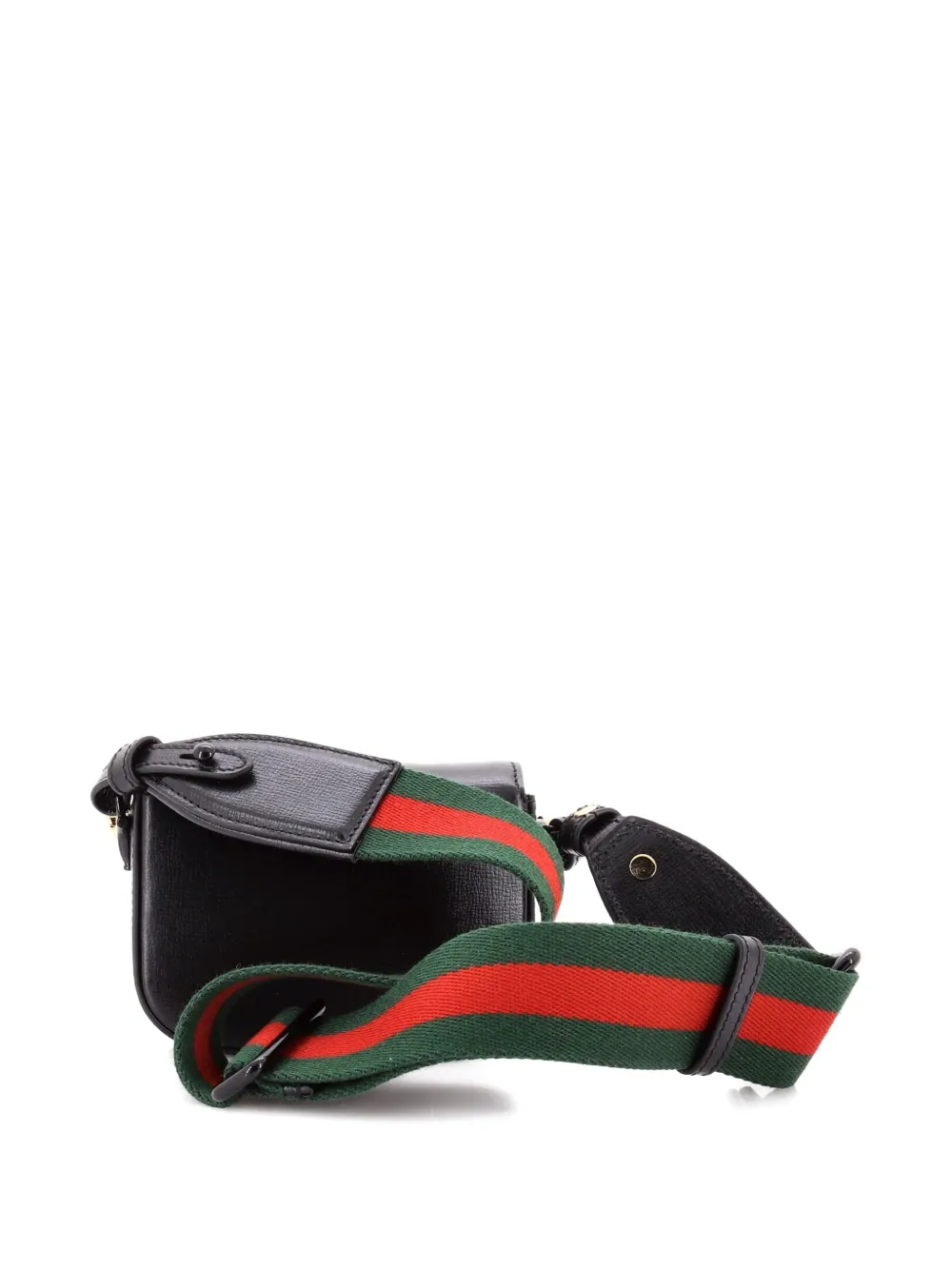 GUCCI Pre-owned Horsebit 1955 Flap Wallet With Strap Leather Crossbody Bag In Black