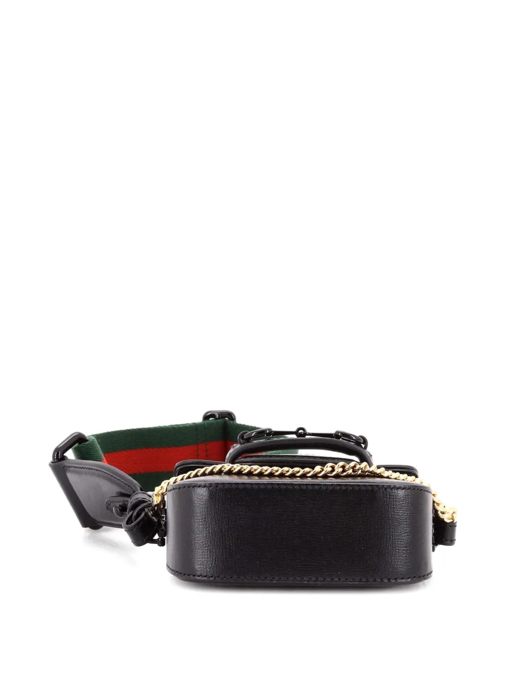 GUCCI Pre-owned Horsebit 1955 Flap Wallet With Strap Leather Crossbody Bag In Black