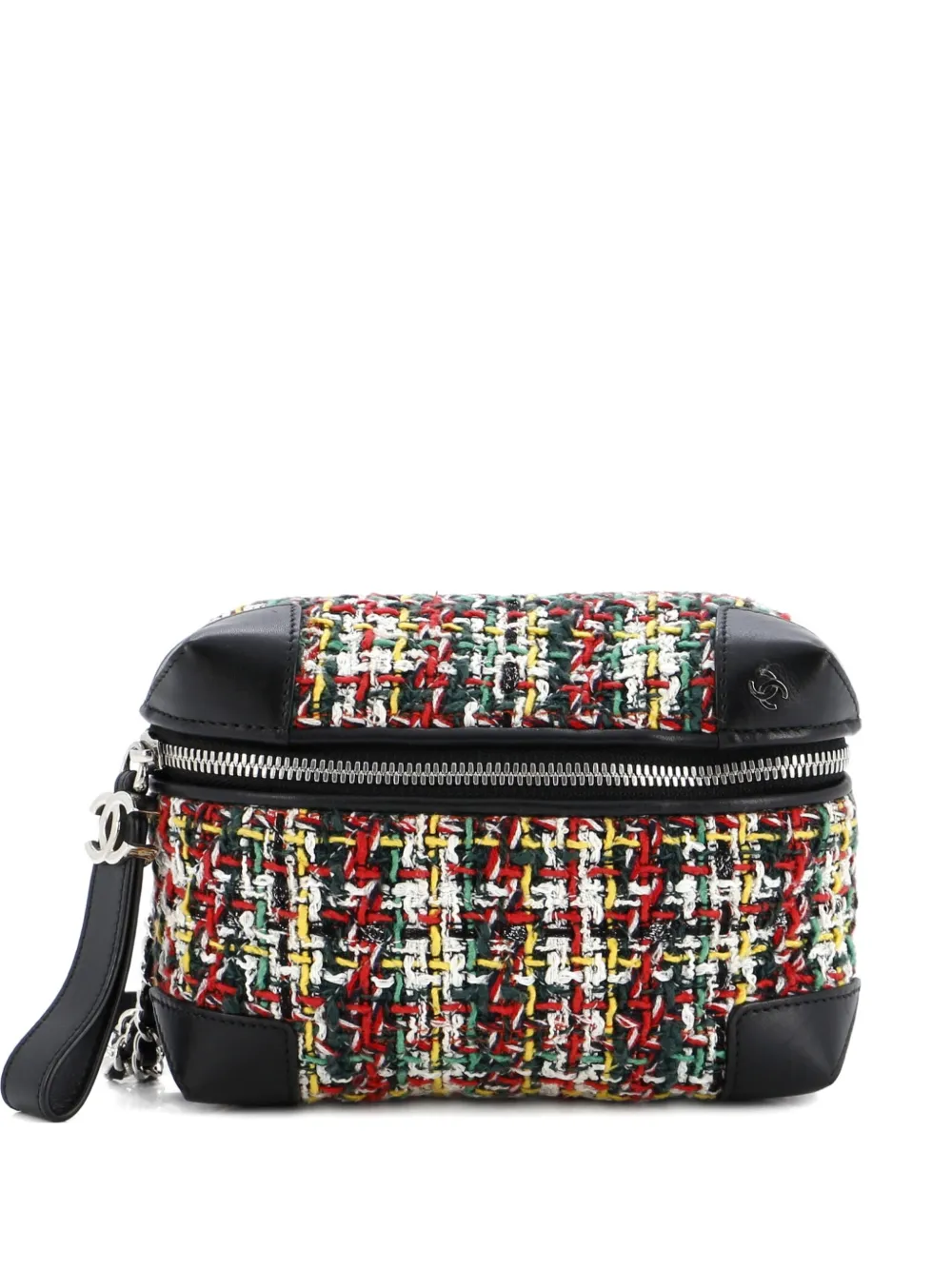 Pre-owned Chanel Street Allure Waist Bag Quilted Tweed Belt Bag In Black