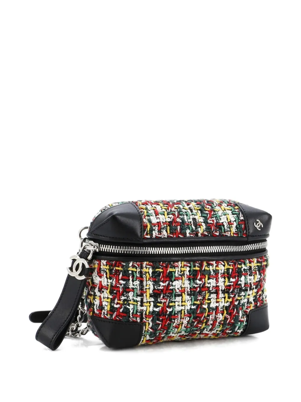 Pre-owned Chanel Street Allure Waist Bag Quilted Tweed Belt Bag In Black