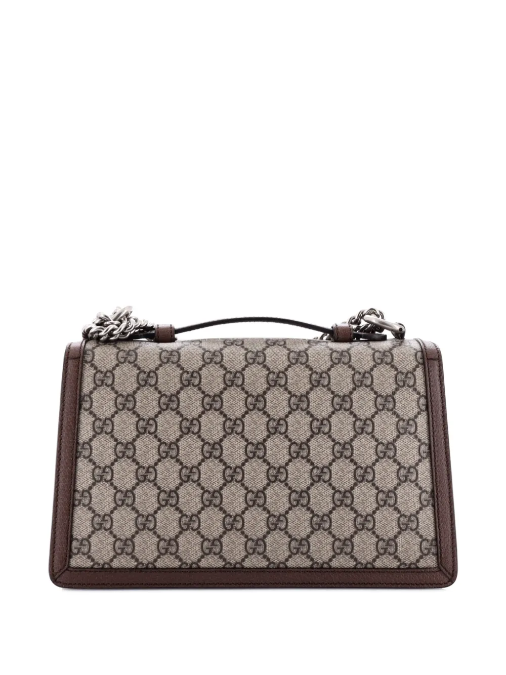 Pre-owned Gucci Dionysus Top Handle Chain Bag Gg Coated Canvas Small Satchel In Brown