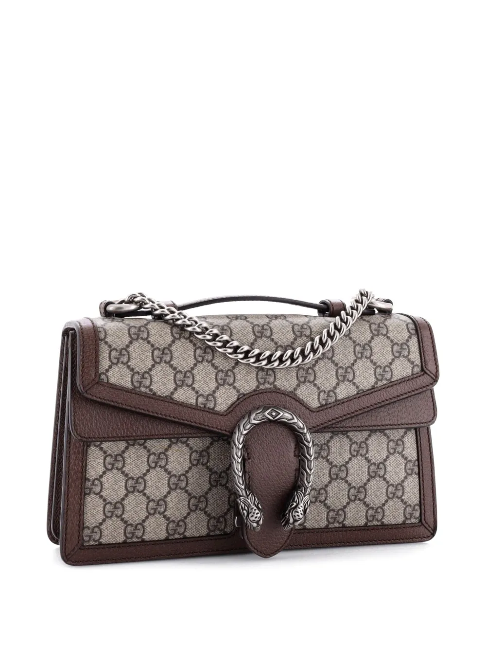 GUCCI Pre-owned Dionysus Top Handle Chain Bag Gg Coated Canvas Small Satchel In Brown
