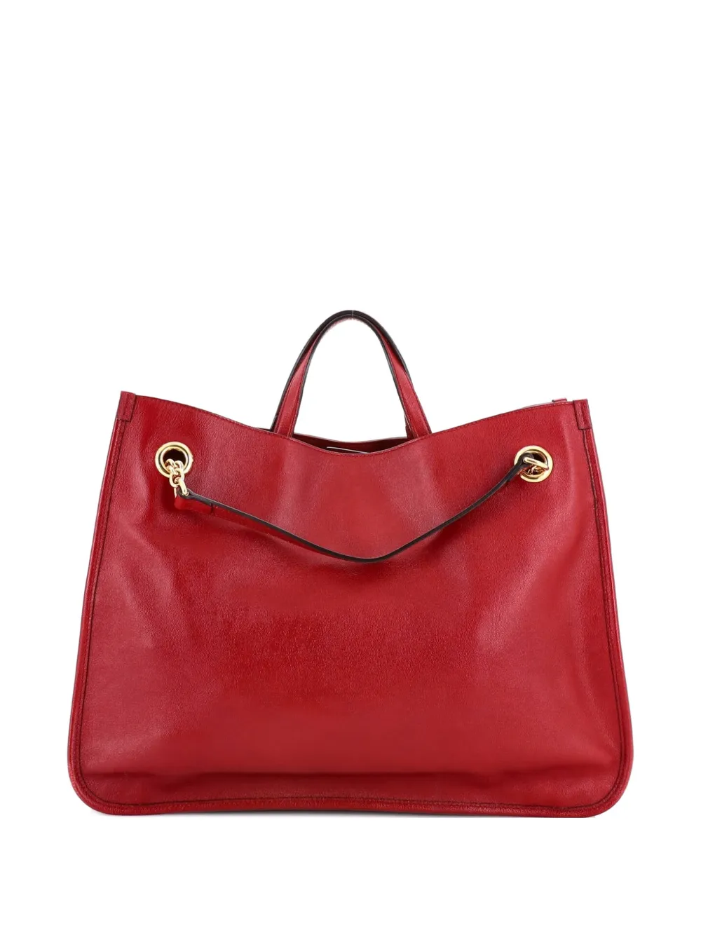 Pre-owned Gucci Horsebit 1955 Chain Leather Large Tote Bag In Red