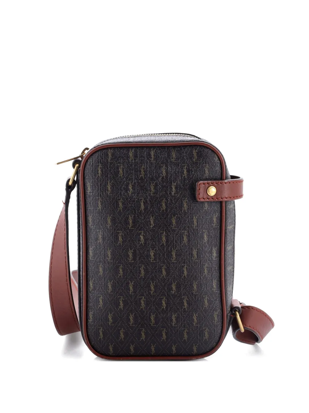 Pre-owned Saint Laurent Le Monogramme Pouch Monogram All Over Coated Canvas And Leather Small Crossbody Bag In Brown