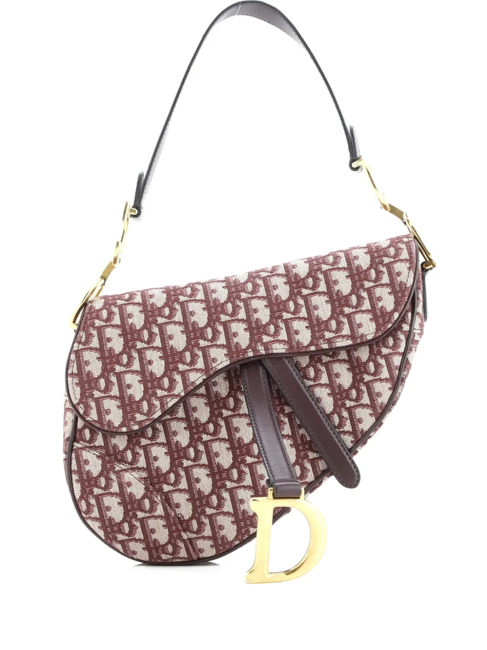 Pre-owned Dior Saddle Handbag Oblique Canvas Medium Shoulder Bag In Red