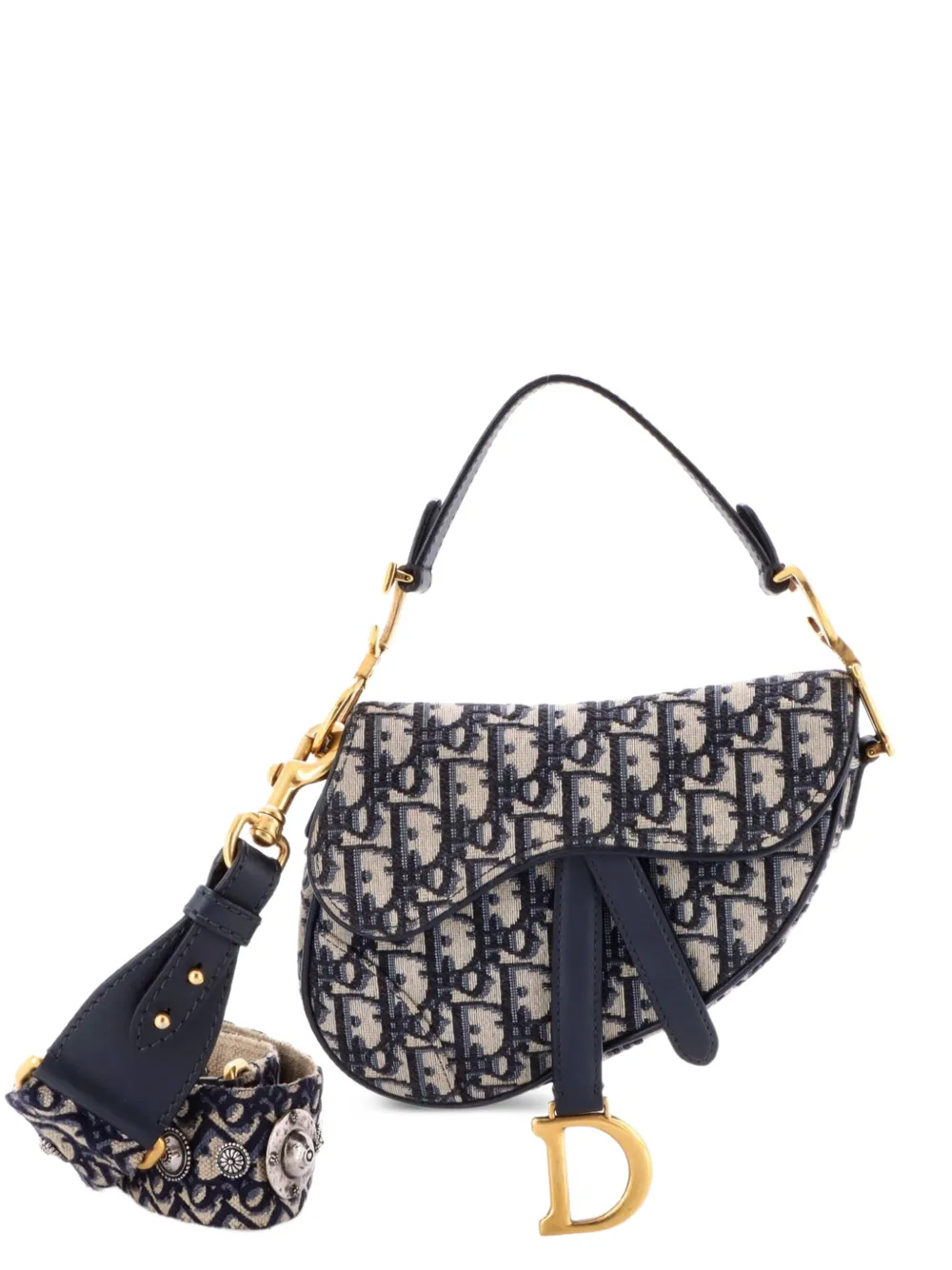 Christian Dior Pre-Owned Saddle Handbag with Strap Oblique Canvas Mini shoulder bag - Blu