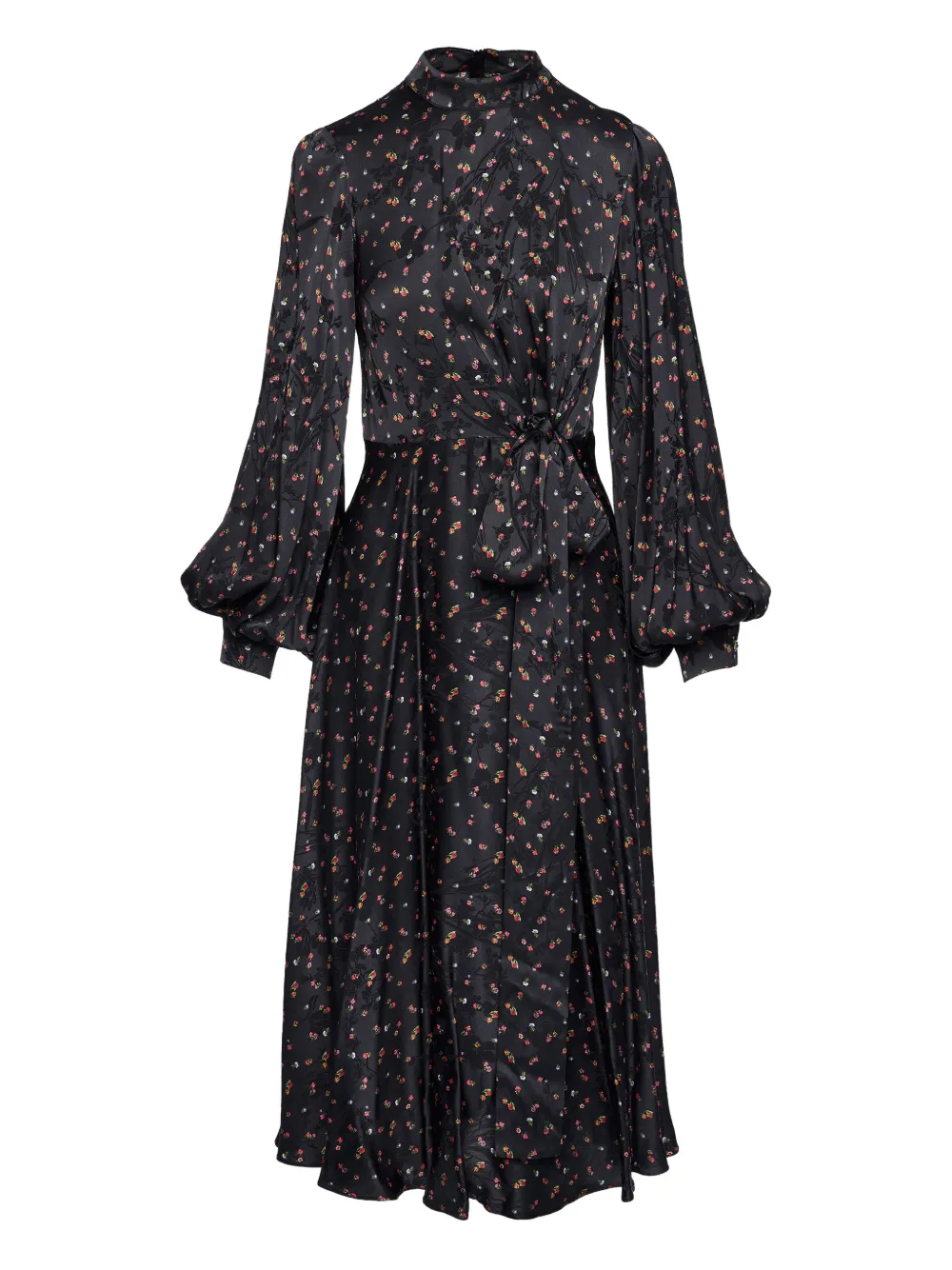 NISSA printed tie-detail midi dress | Black | Image 1