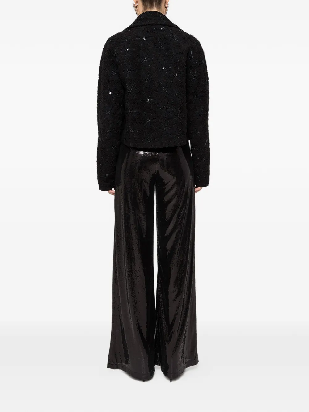  Nissa Bead-embellished Bouclé Jacket - Black 