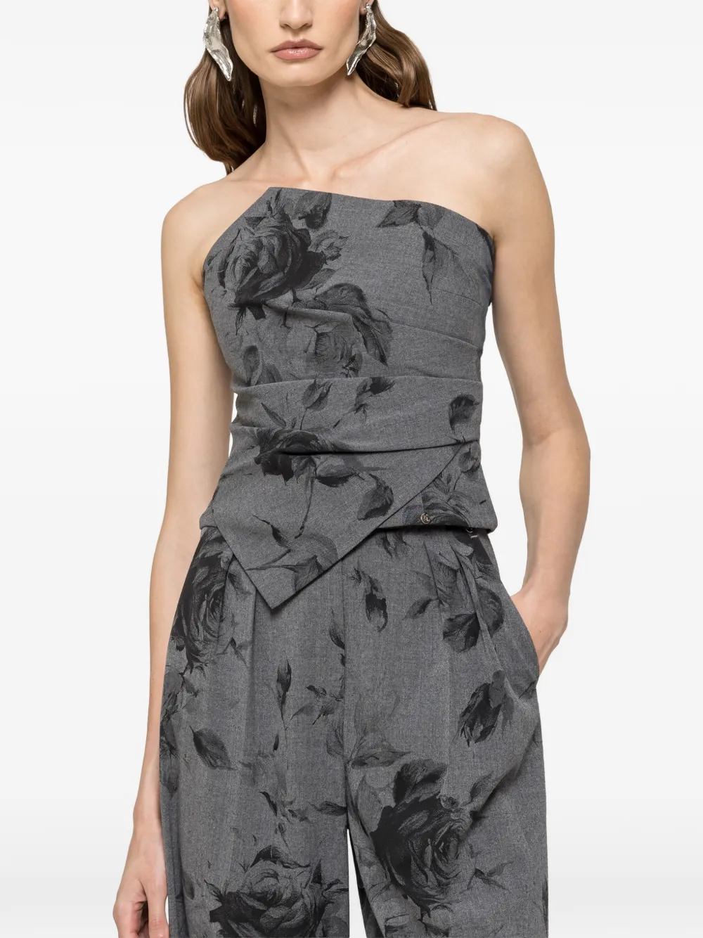 NISSA Top met bloemenprint Grijs