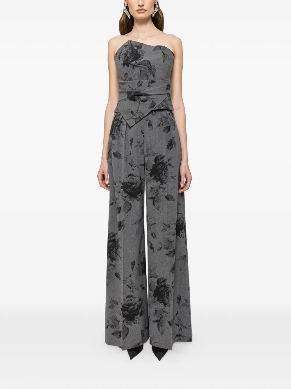 NISSA sleeveless floral-print top - Grijs