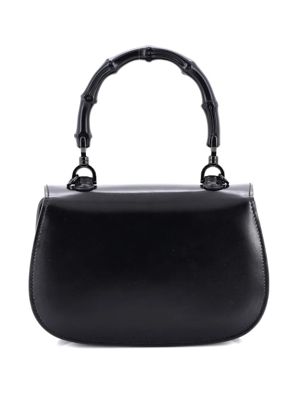 Pre-owned Gucci Bamboo 1947 Top Handle Bag Leather Small Satchel In Black