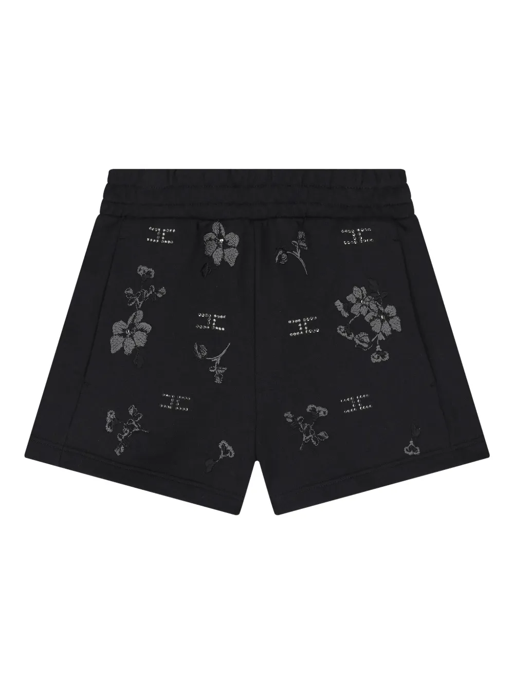 Elisabetta Franchi Kids floral-embroidery casual shorts - Nero