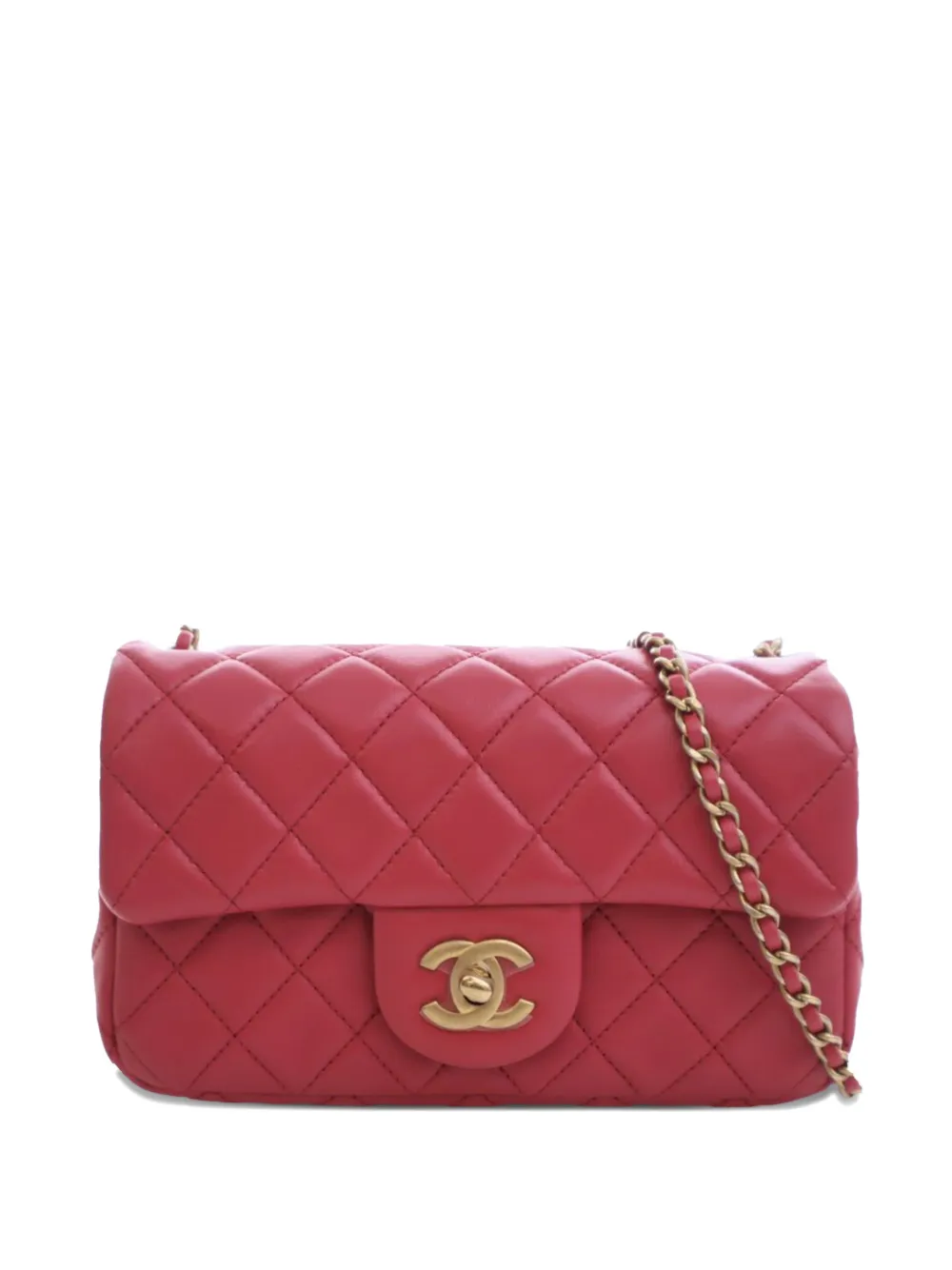 CHANEL Pre-Owned 2020 Mini Rectangular Classic Lambskin Pearl Crush Single Flap crossbody bag - Rosa