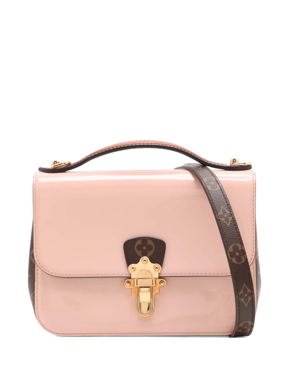 Pre-owned Louis Vuitton 2019 Vernis Miroir Cherrywood Bb Satchel In Brown