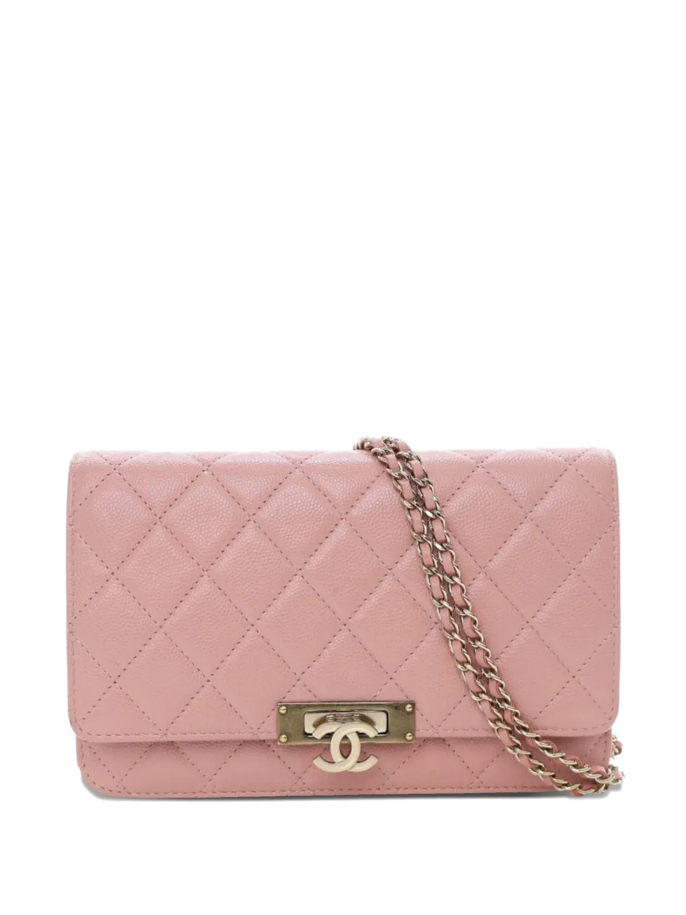 CHANEL Pre-Owned 2016-2017 Quilted Caviar Golden Class Wallet On Chain crossbody bag - Rosa