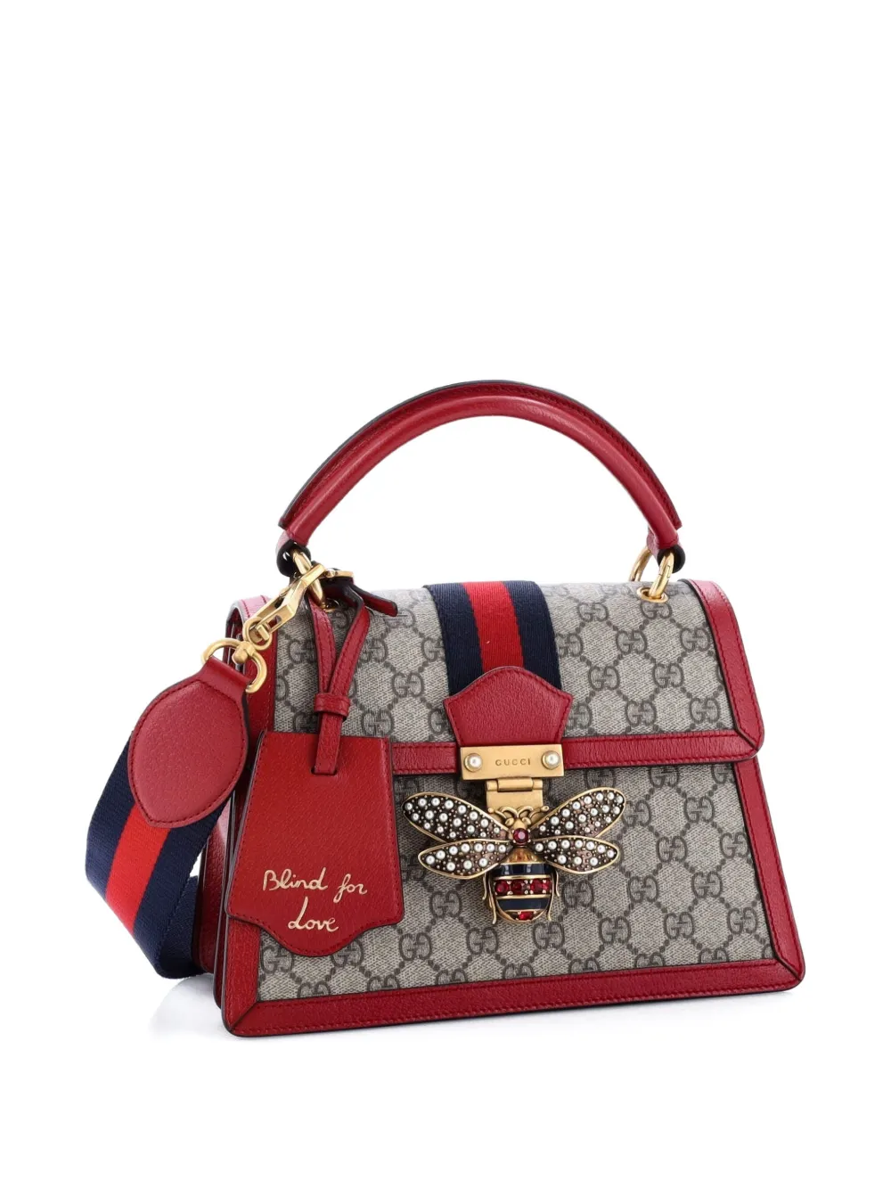 Pre-owned Gucci Queen Margaret Top Handle Bag Gg Coated Canvas With Leather Small Satchel In Brown