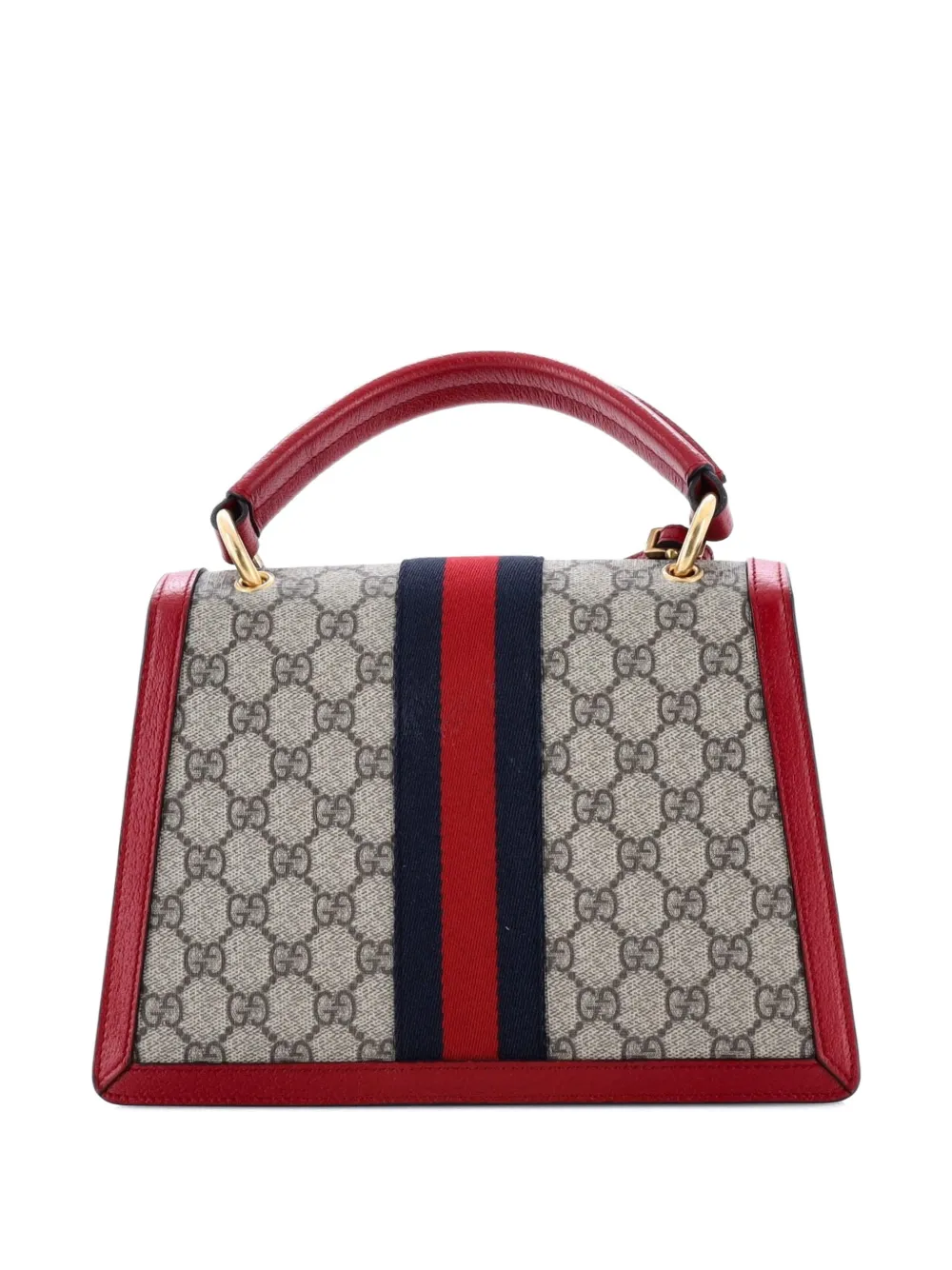 Pre-owned Gucci Queen Margaret Top Handle Bag Gg Coated Canvas With Leather Small Satchel In Brown