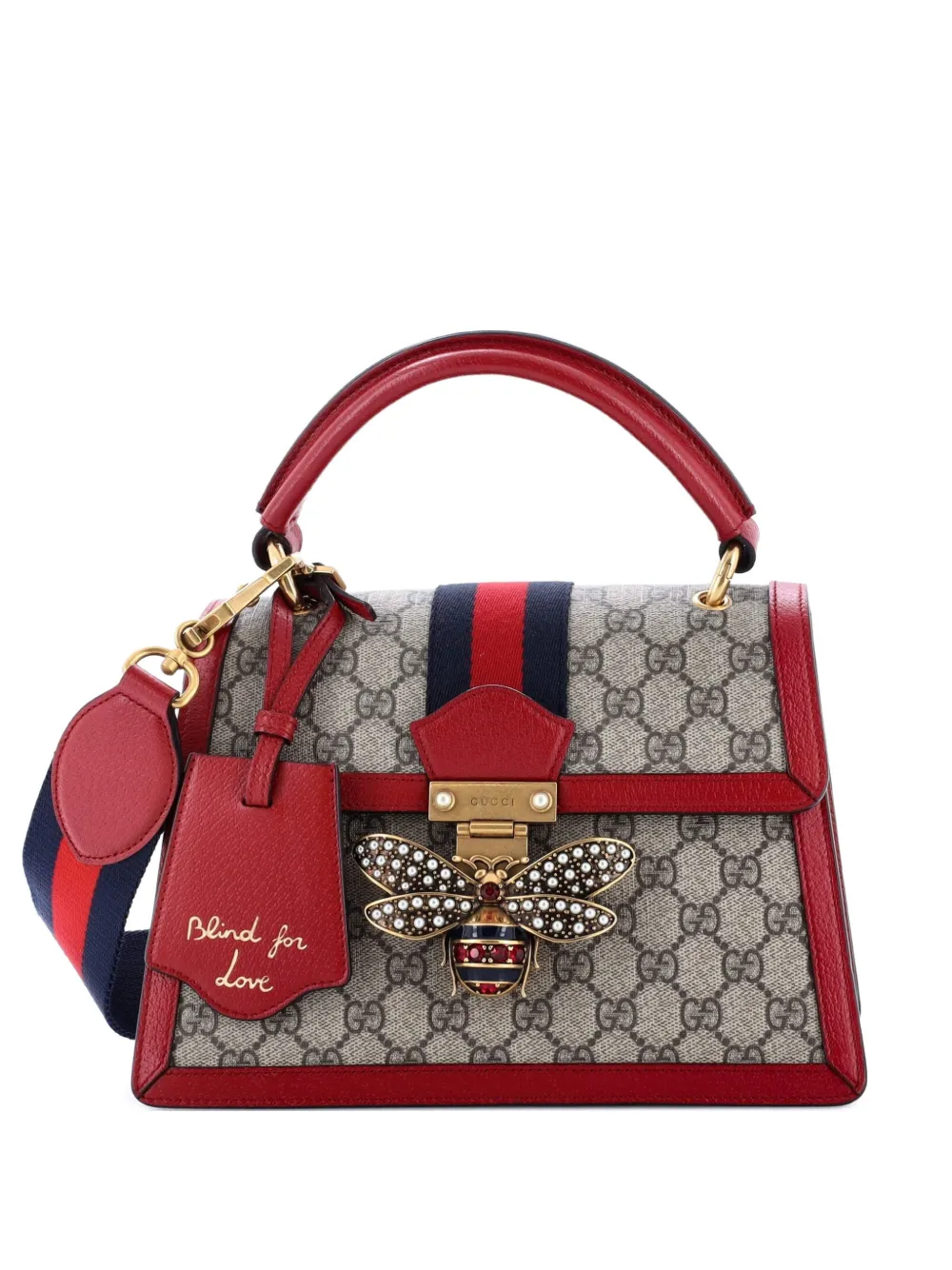 Pre-owned Gucci Queen Margaret Top Handle Bag Gg Coated Canvas With Leather Small Satchel In Brown