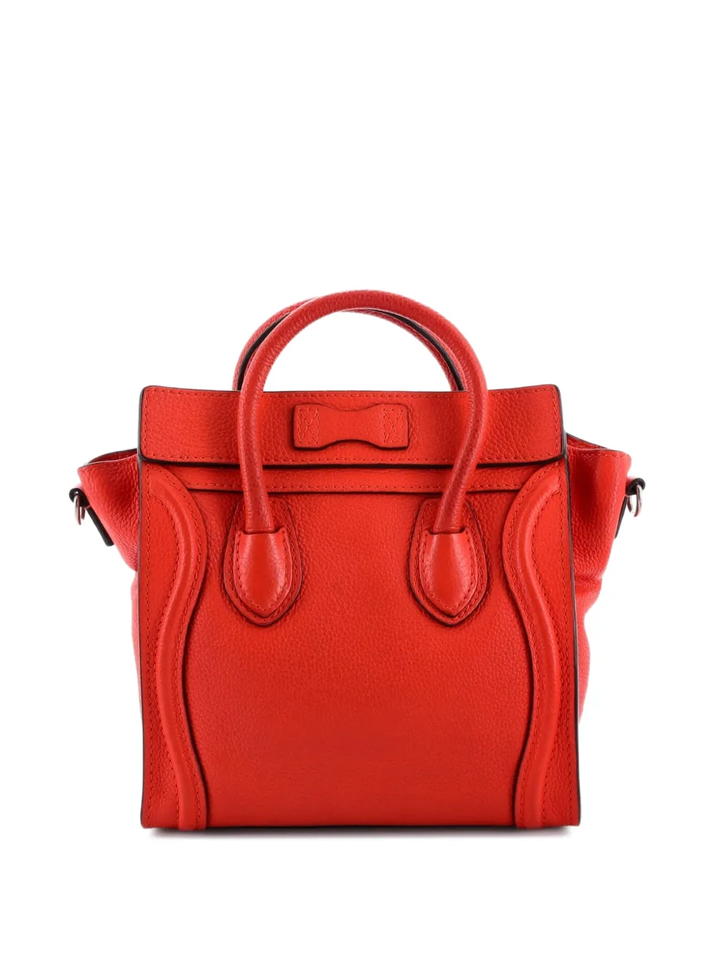 Pre-owned Celine Luggage Bag Grainy Leather Nano Crossbody Bag In Red
