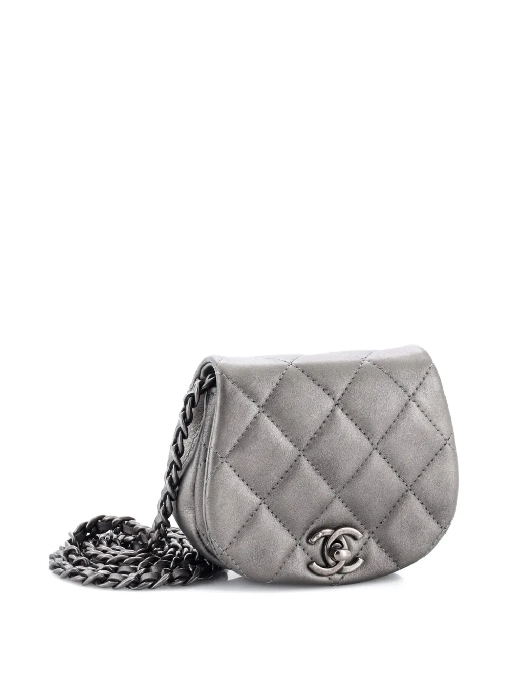 CHANEL Pre-owned Coco Mail Clutch With Chain Quilted Calfskin Mini Crossbody Bag In Silver