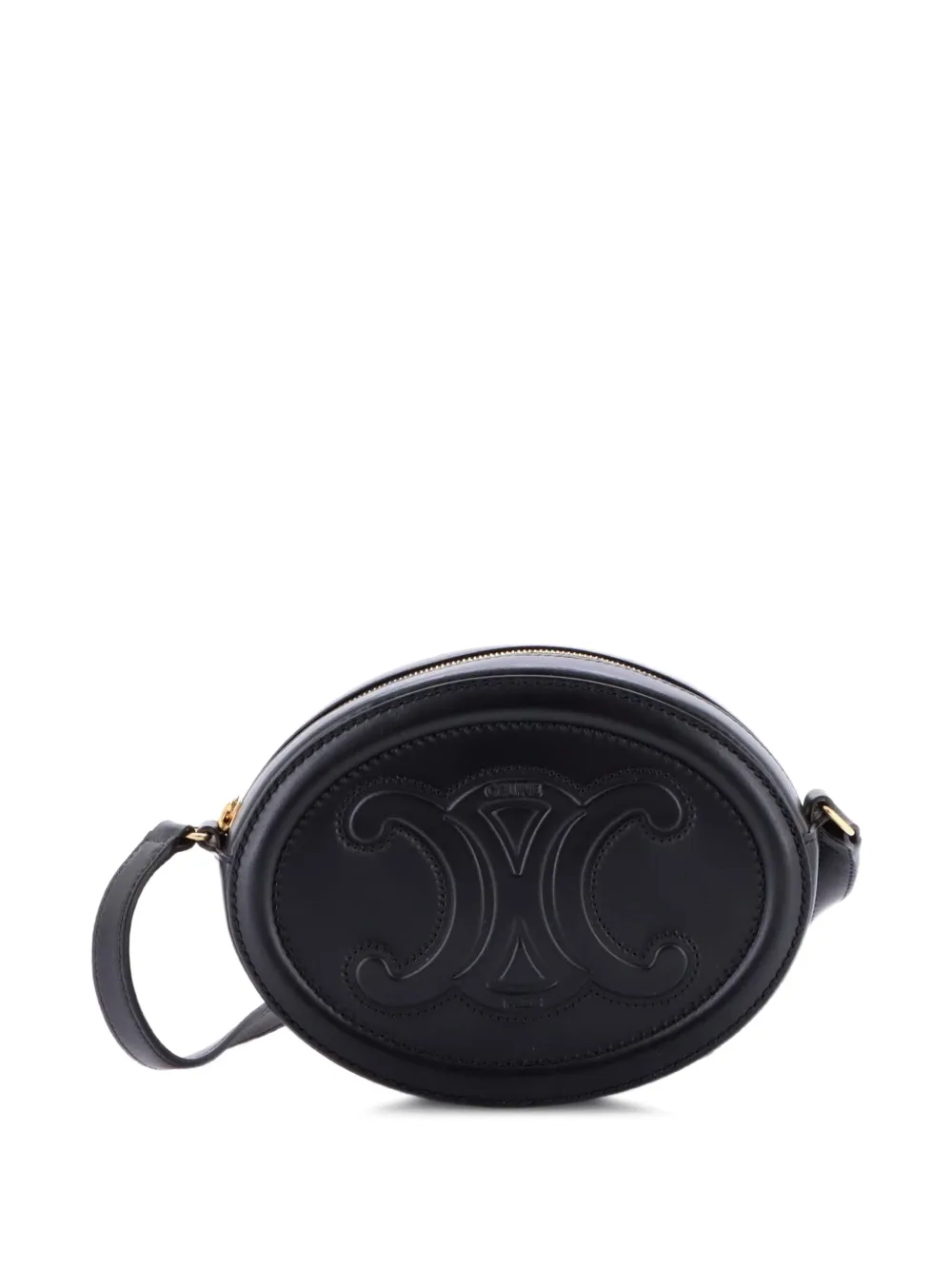 Celine Pre-Owned Triomphe Oval Leather Mini crossbody bag - Nero