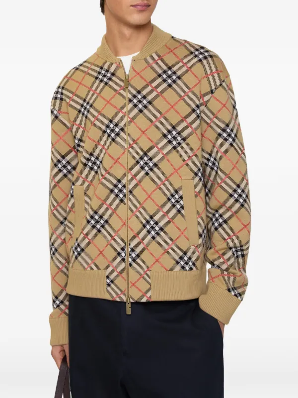 BURBERRY チェック柄 ジップアップカーディガン Lサイズ Burberry チェック ジップアップ カーディガン | ニュートラル