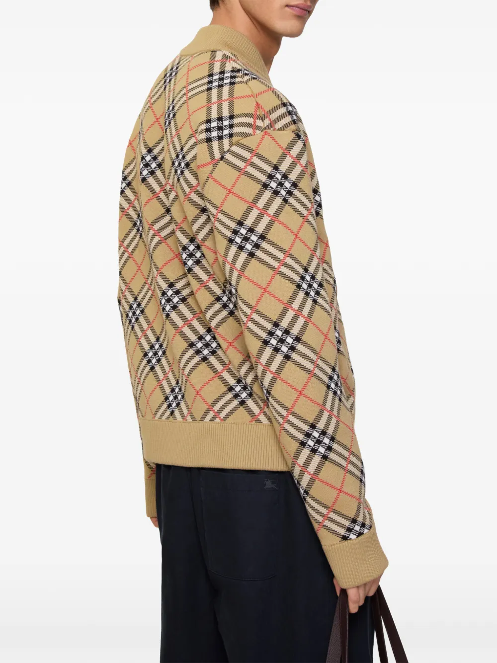  Burberry Check Zip-up Cardigan - Neutrals 