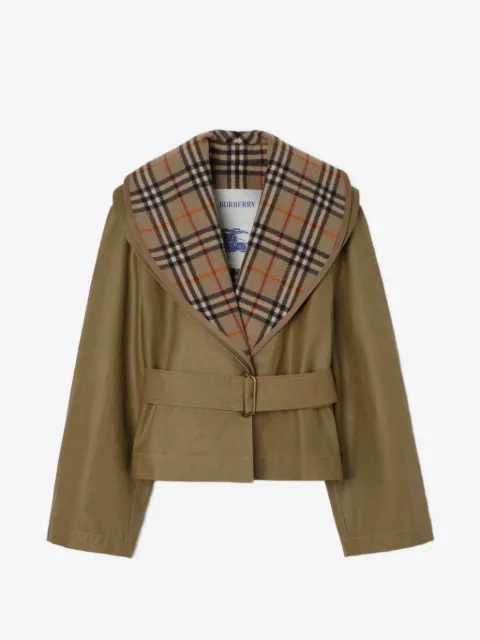 Burberry cropped cotton jacket with Check warmer