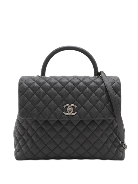 CHANEL Pre-Owned 2016-2017 Large Quilted Caviar Coco Top Handle Bag satchel