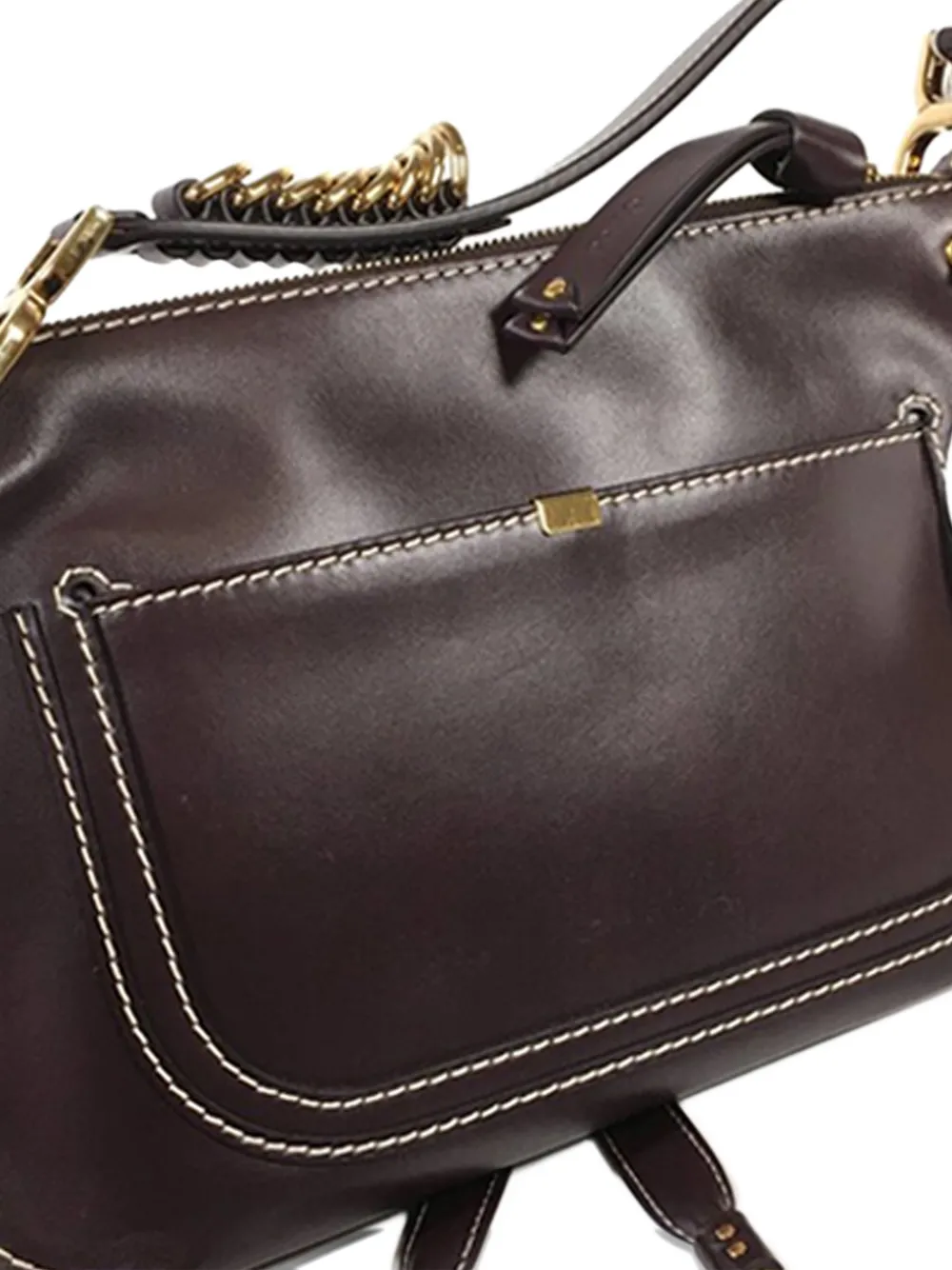 Pre-owned Chloé 2010-2025 Small Leather Marcie Saddle Shoulder Bag Satchel In Brown