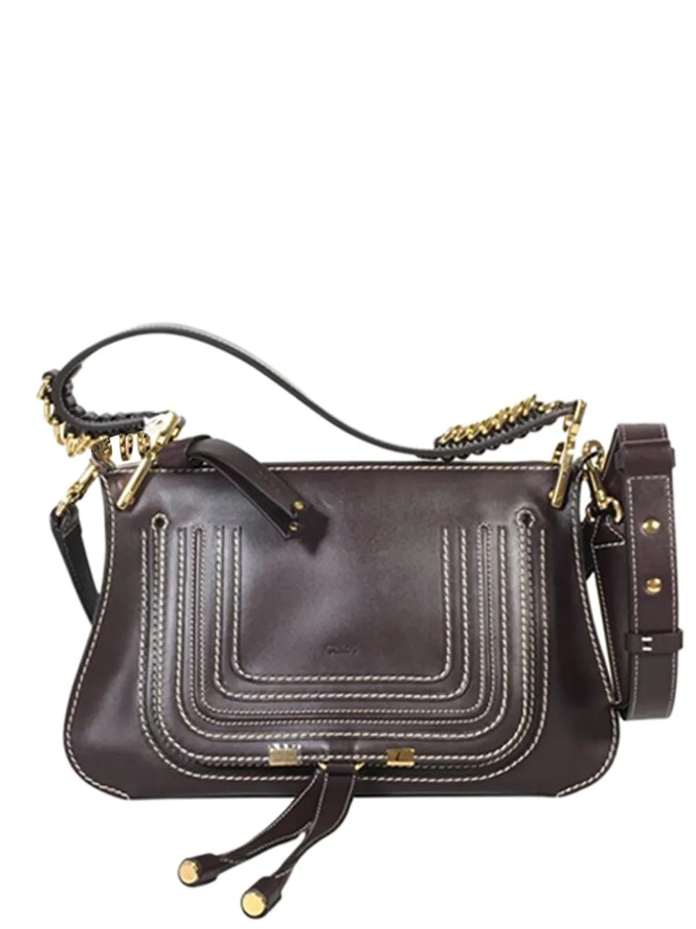 Chloé Pre-Owned 2010-2025 Small Leather Marcie Saddle Shoulder Bag satchel | Brown | Image 1
