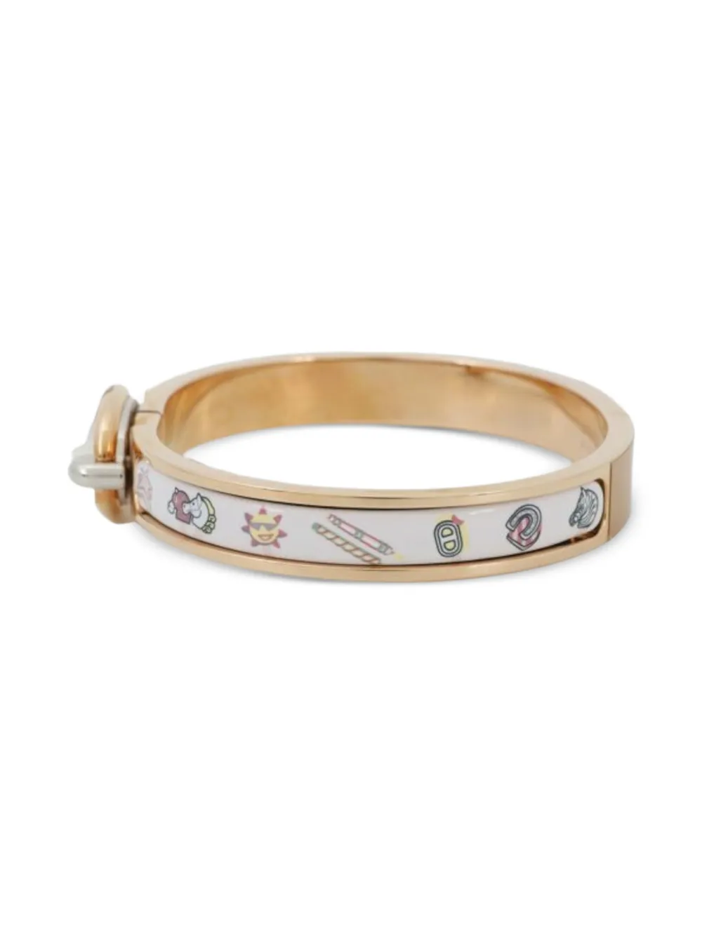 Pre-owned Hermes 2010-2025 Funny Ice Cream Enamel Mini Clic Chaine D Ancre Pm Costume Bracelet In White