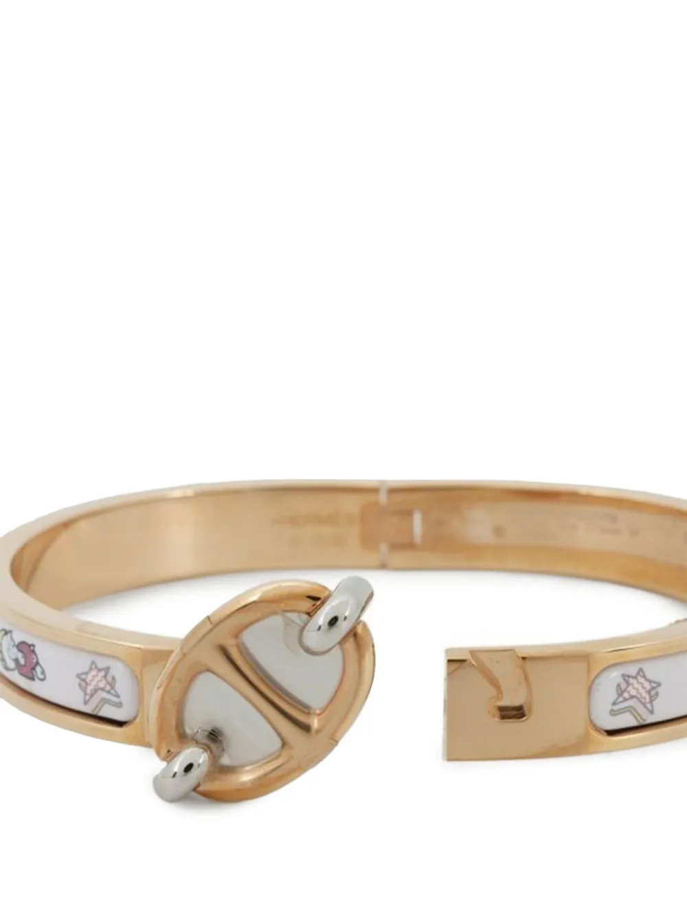 Pre-owned Hermes 2010-2025 Funny Ice Cream Enamel Mini Clic Chaine D Ancre Pm Costume Bracelet In White