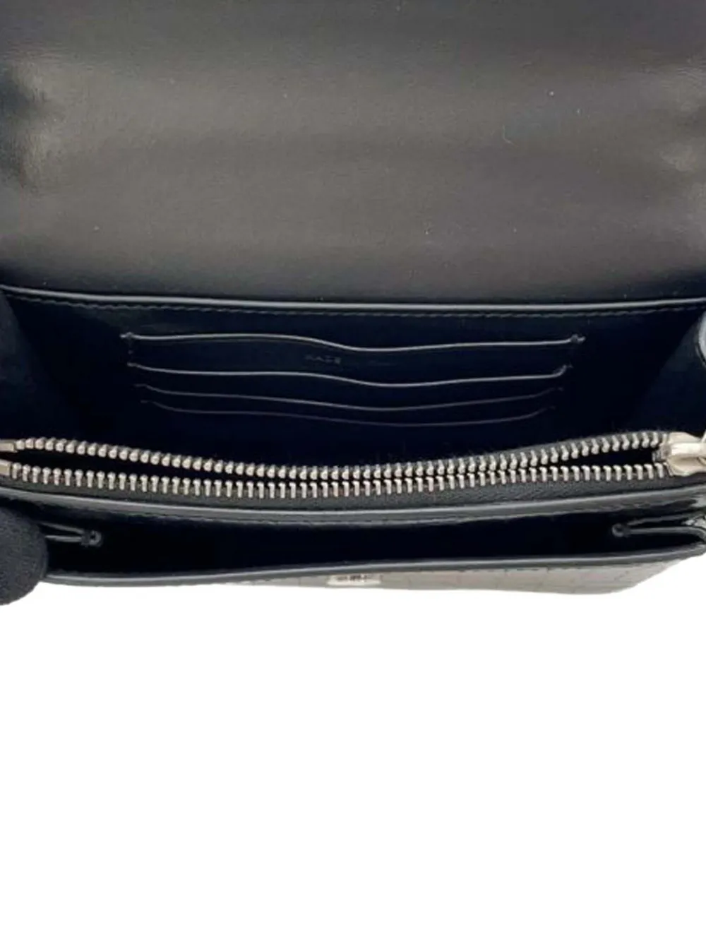 SAINT LAURENT Pre-owned 2013-2025 Croc Embossed Leather Monogram Sunset Chain Wallet Crossbody Bag In Black