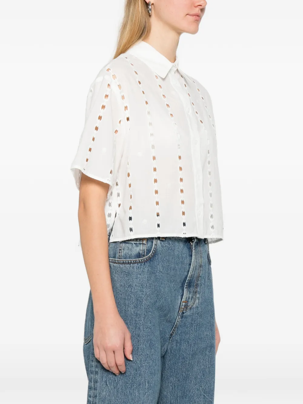ANINE BING Lincoln button blouse met ringlets Wit