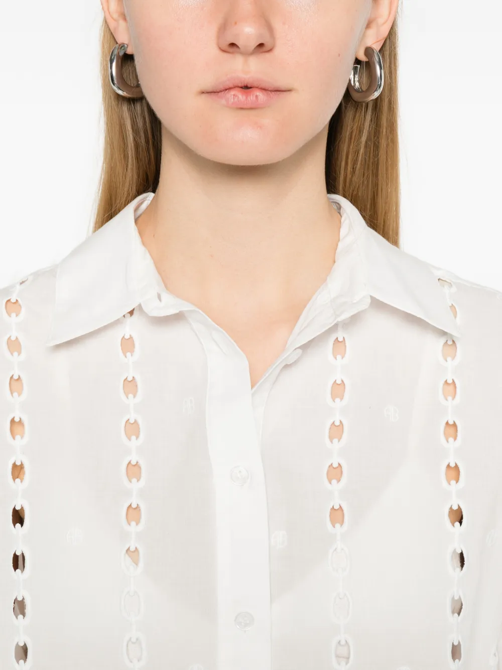 ANINE BING Lincoln button blouse met ringlets Wit