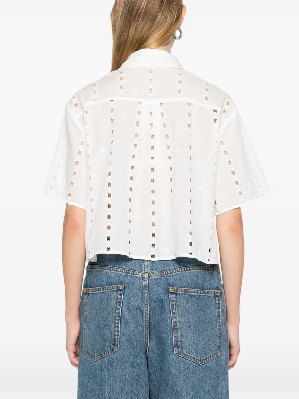 ANINE BING Lincoln button blouse met ringlets Wit
