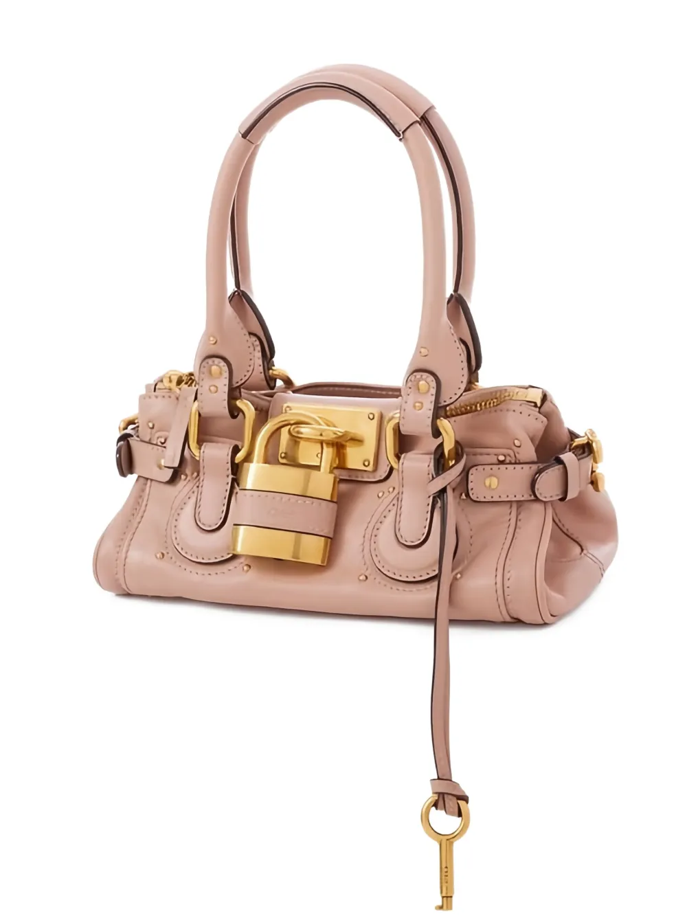  Chloé Paddington Padlock Studded Tote Bag - Pink 