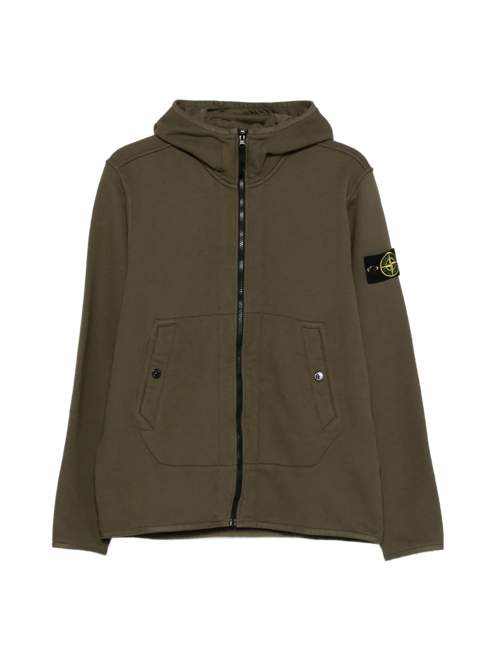 Stone Island long-sleeve logo-patch hoodie - Verde