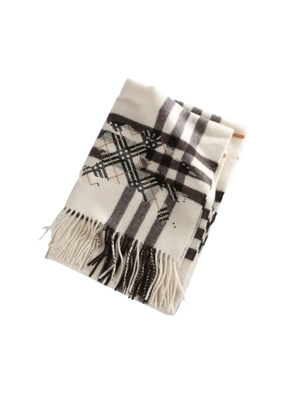 Burberry check-pattern fringed scarf | Men | Image 2