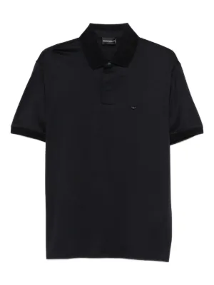 Emporio Armani embroidered-logo short-sleeved Polo Shirt | Blue