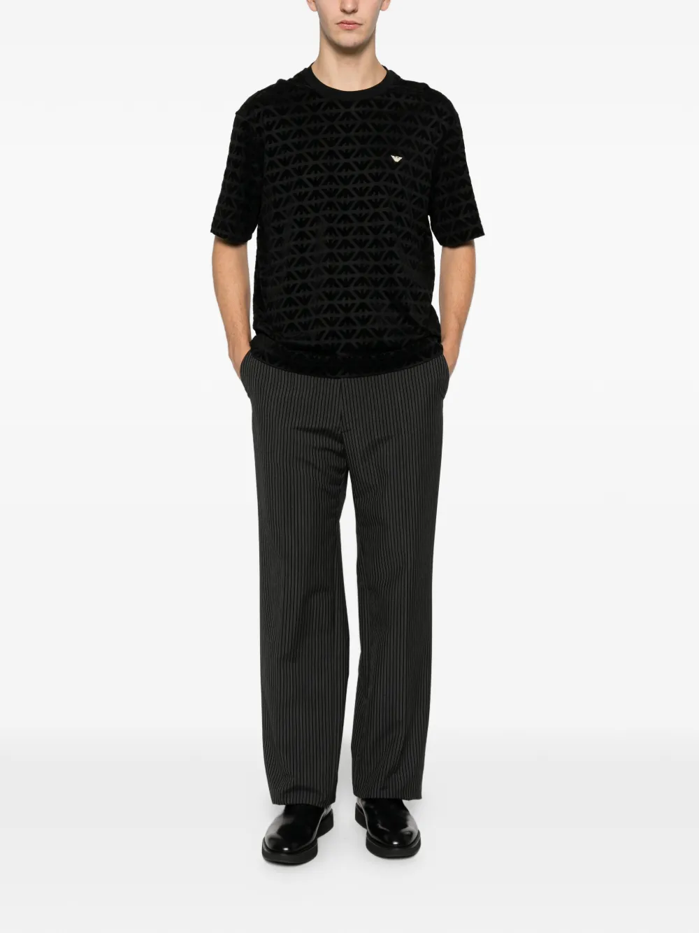 Emporio Armani monogram T-shirt - Zwart