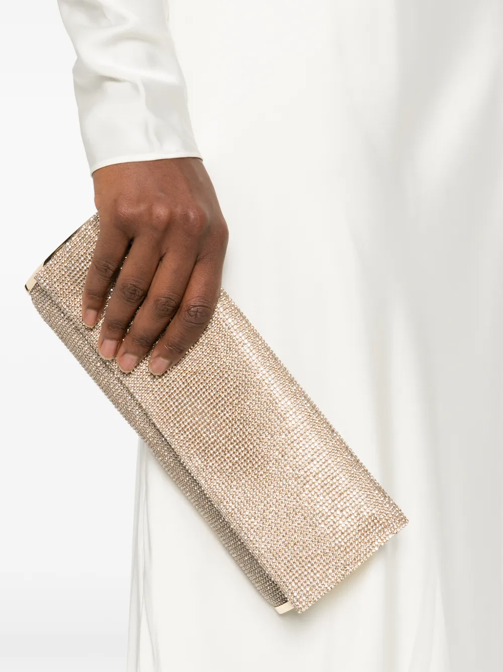 Benedetta Bruzziches Kate embellished chain clutch bag - Beige