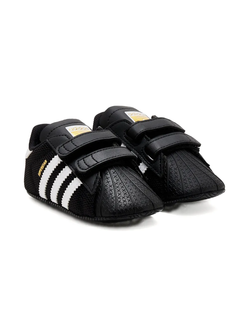 Adidas Originals Babies' Superstar Touch-strap Pre-walkers In Black