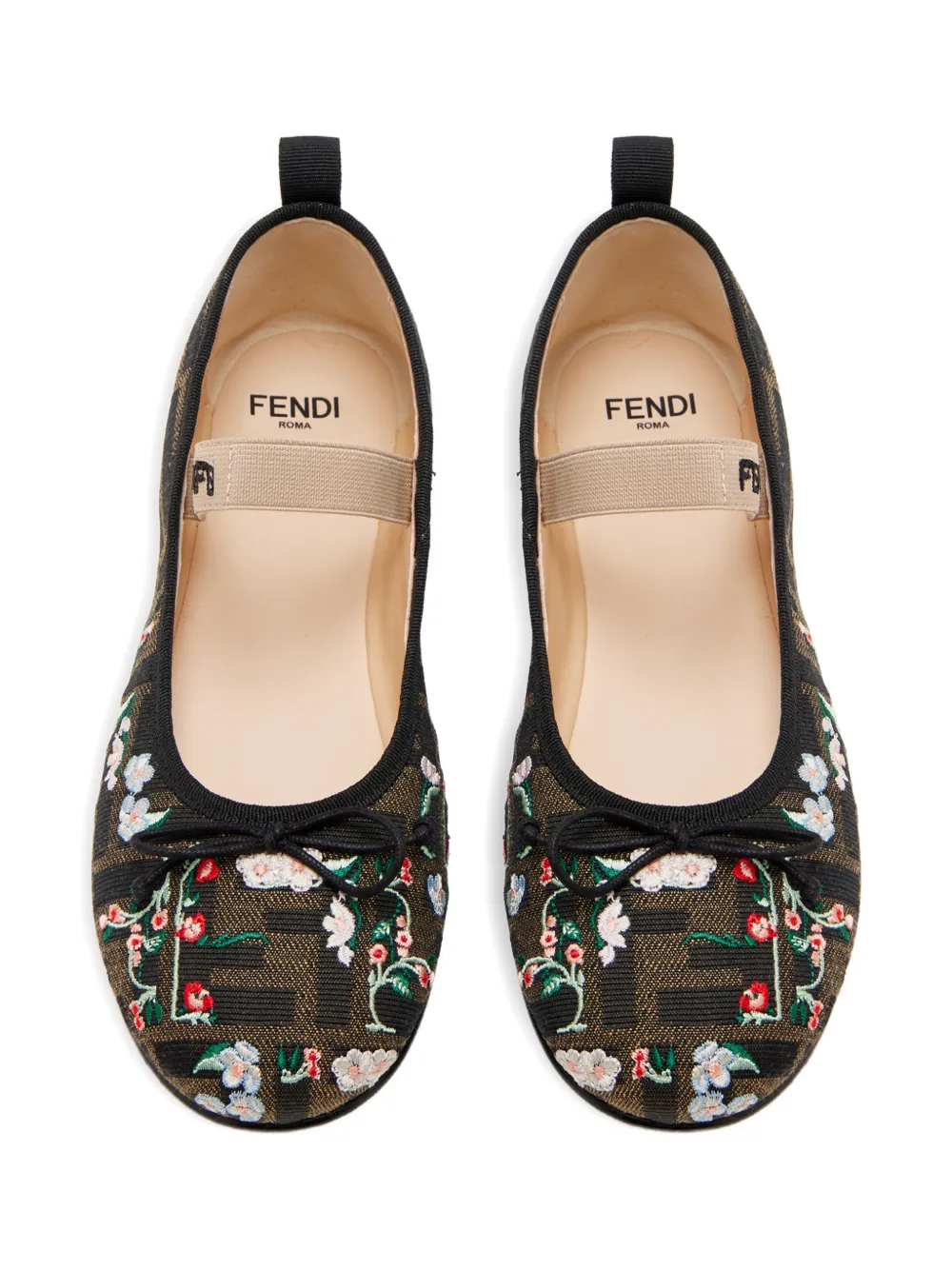 Fendi Kids Ballerina's met bloemenprint en monogramprint Bruin