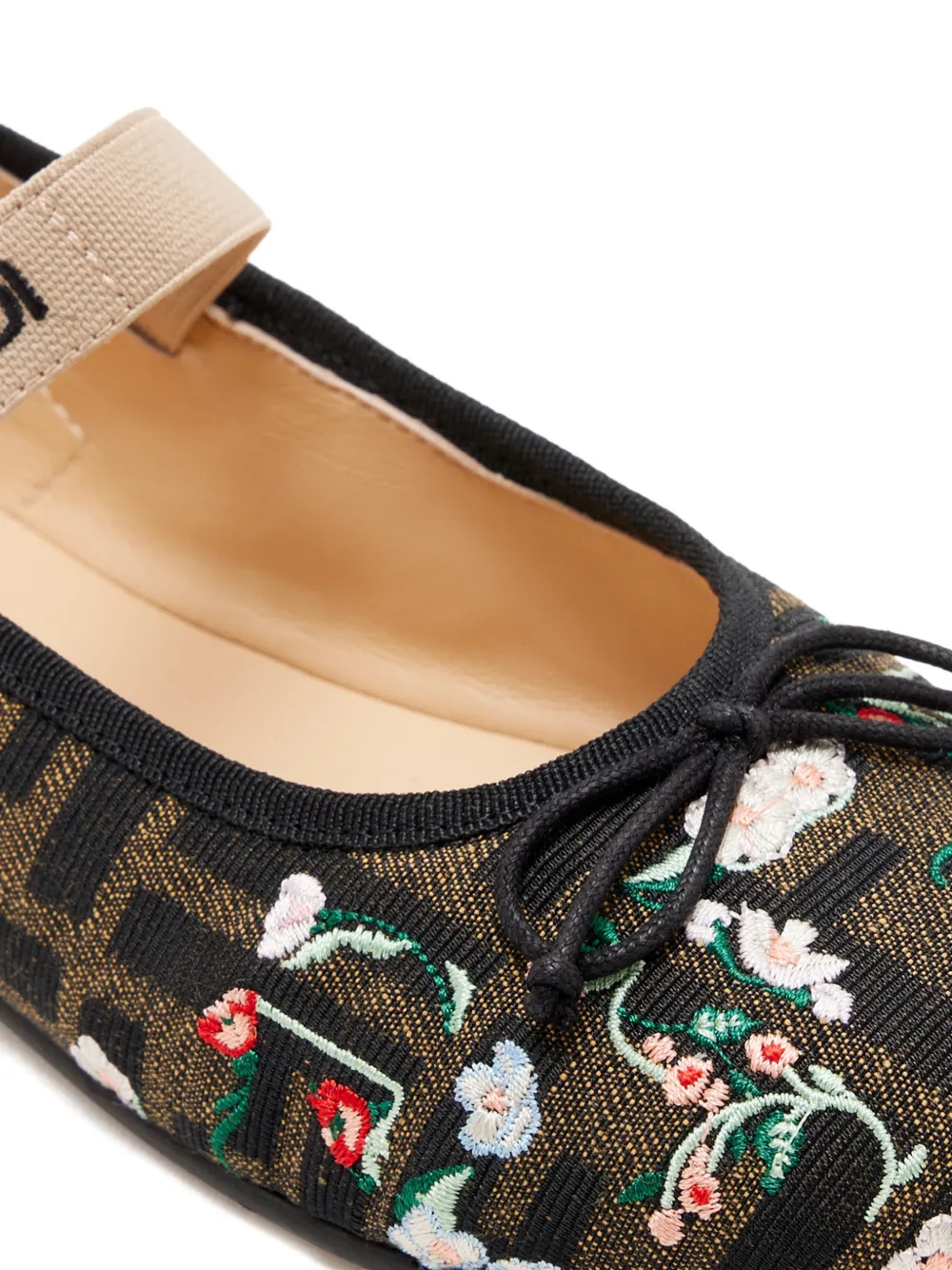 Fendi Kids Ballerina's met bloemenprint en monogramprint Bruin