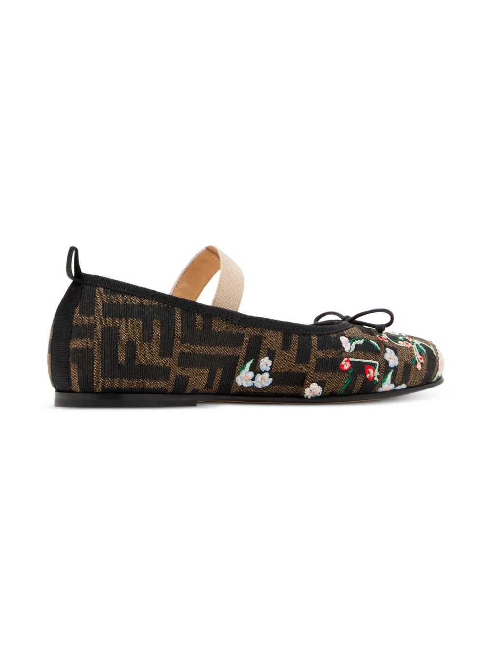 Fendi Kids Ballerina's met bloemenprint en monogramprint Bruin