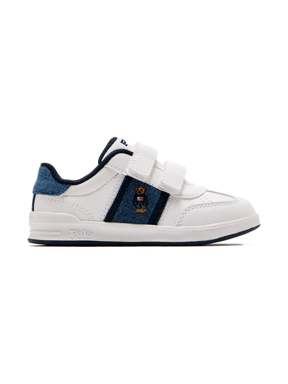 POLO RALPH LAUREN KIDS Sneakers con logo e chiusura a strappo - Bianco