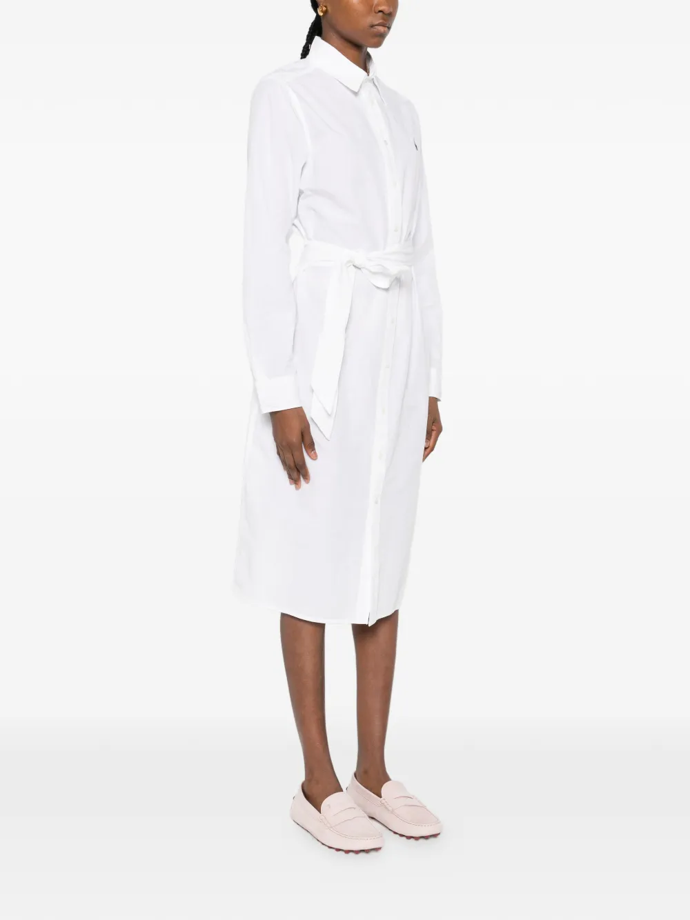 Polo Ralph Lauren Midi-jurk met gestrikte taille Wit